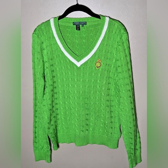 Vintage Y2K Ralph Lauren Preppy Old Money Heritage Cable Knit Sweater, Medium - Picture 1 of 3